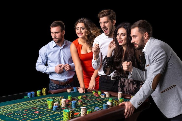 Roulette wheel spinning at live table with betting layout visible